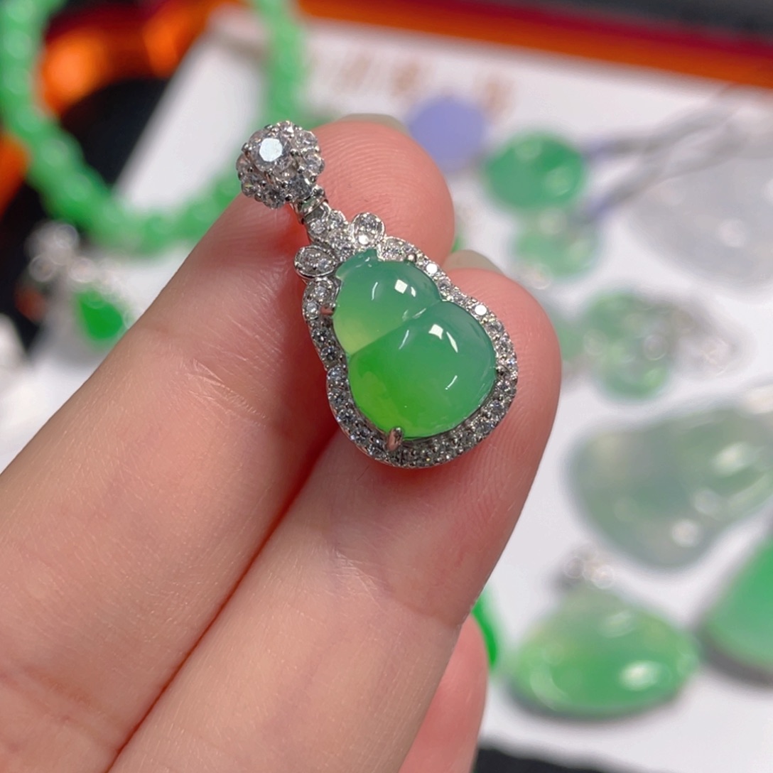 翡翠银S925镶嵌吊坠(不含链)