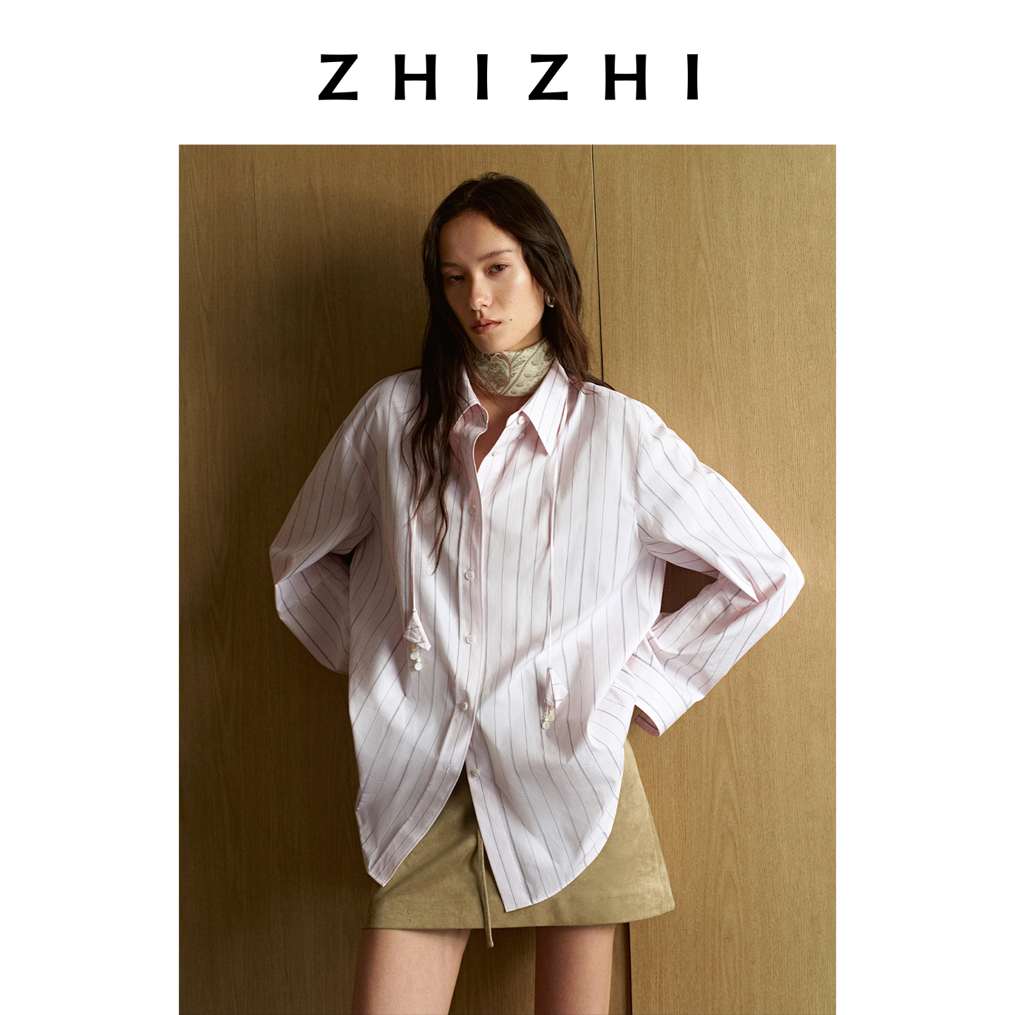 【橱窗】 柳含烟/兰舟渡色织条纹廓形设计感衬衫26春ZZ2FSWC3034