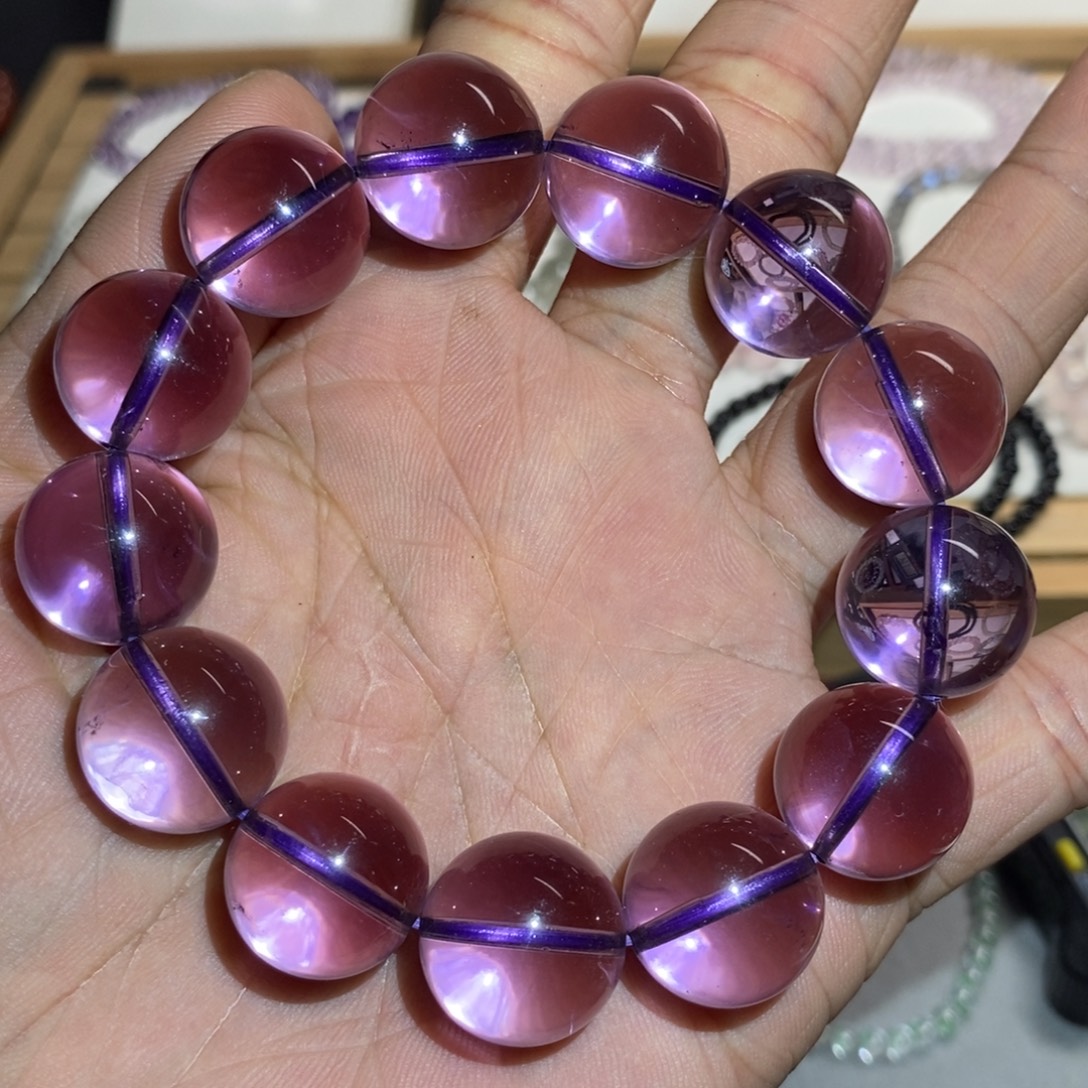 水晶手链未镶嵌巴西紫高品16.8mm