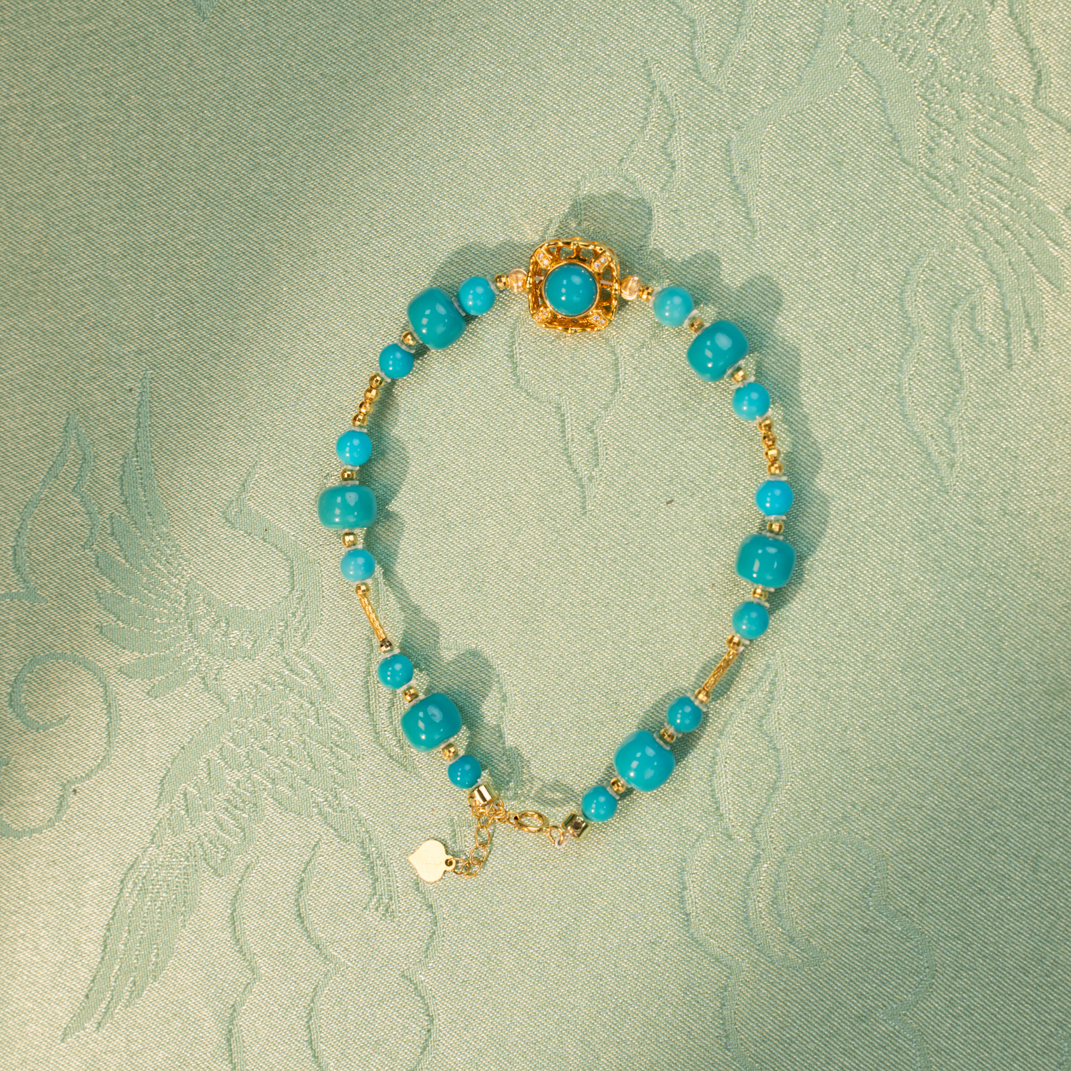 【玉鹤专属】18k金-天然绿松石老型珠手链 多样性发货一件