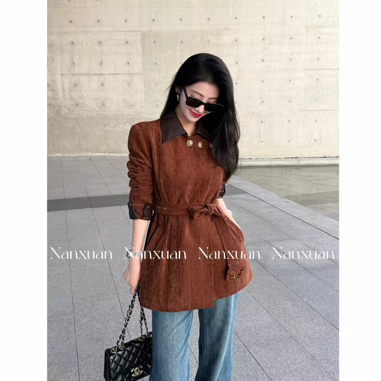 【南萱】【质感配方】冬季正肩中长款时尚气质老钱风羽绒服5DWYZ10880