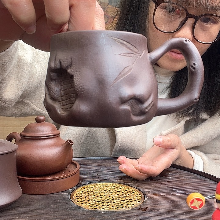 紫砂茶杯原矿紫砂杯