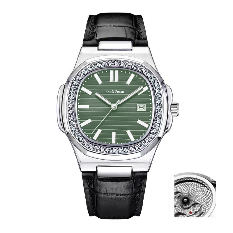 【云仓现发】鹦鹉螺皮带绿面时尚潮流个性大气男士腕表-S