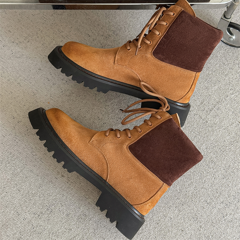 杨幂同款马丁靴王一博复古大头短靴子靴子英伦风高帮反绒皮男女靴