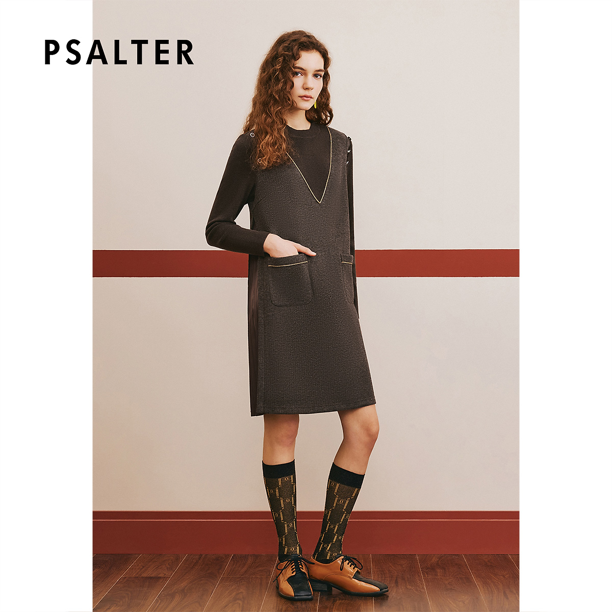 【李老板专属】诗篇专选女装秋冬季圆领假两件千金风针织裙连衣裙