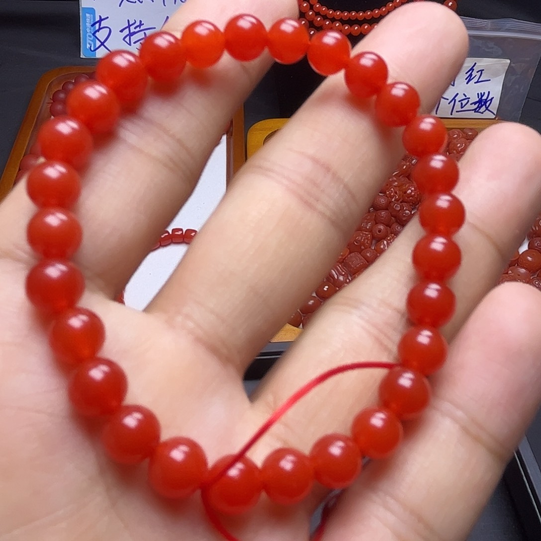 手链未镶嵌南红玛瑙6mm冰红