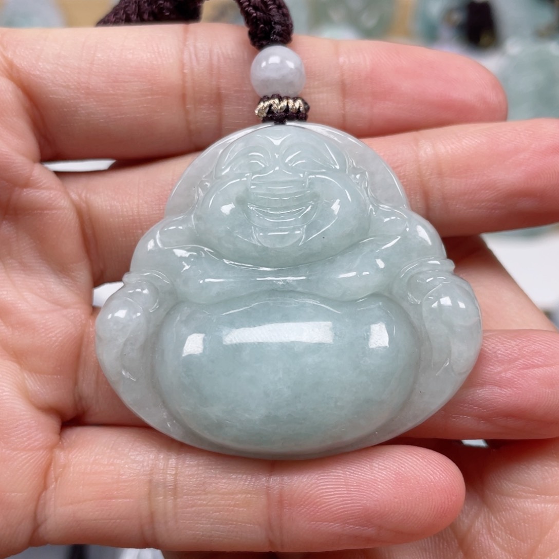 翡翠颈饰未镶嵌天然翡翠A货佛公90号