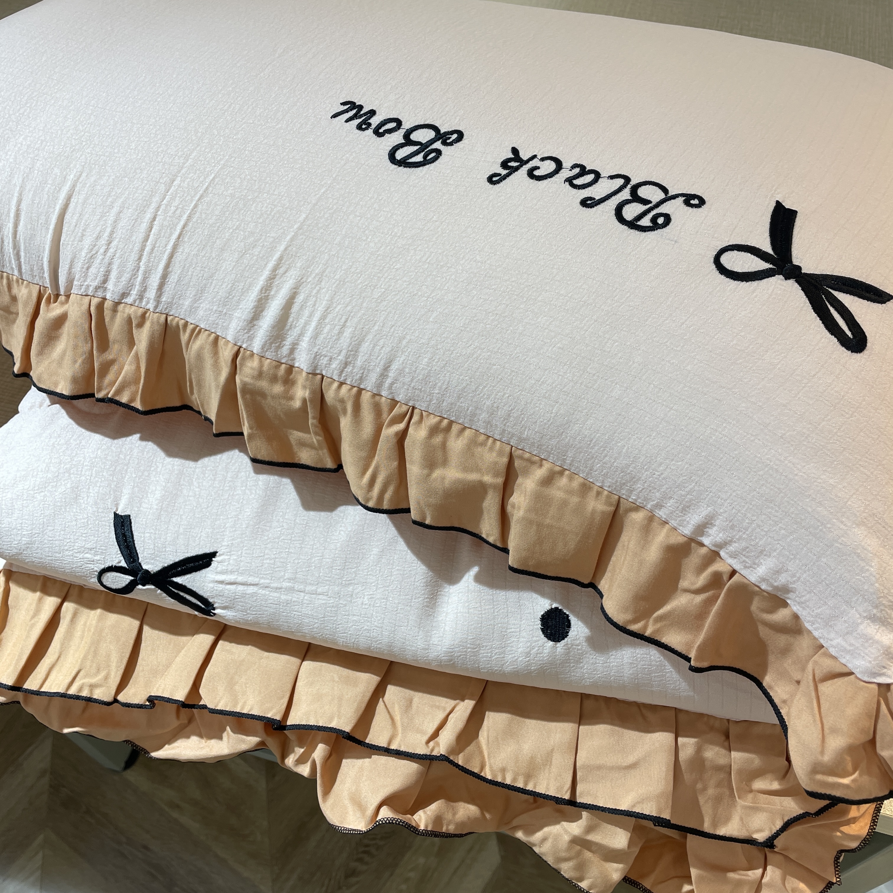 法式毛巾绣花边夏被夏凉被空调被四件套初夏橘色