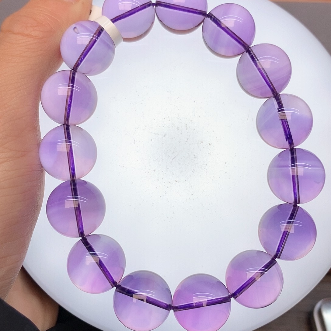 水晶手链未镶嵌淳*亮17紫水晶15mm