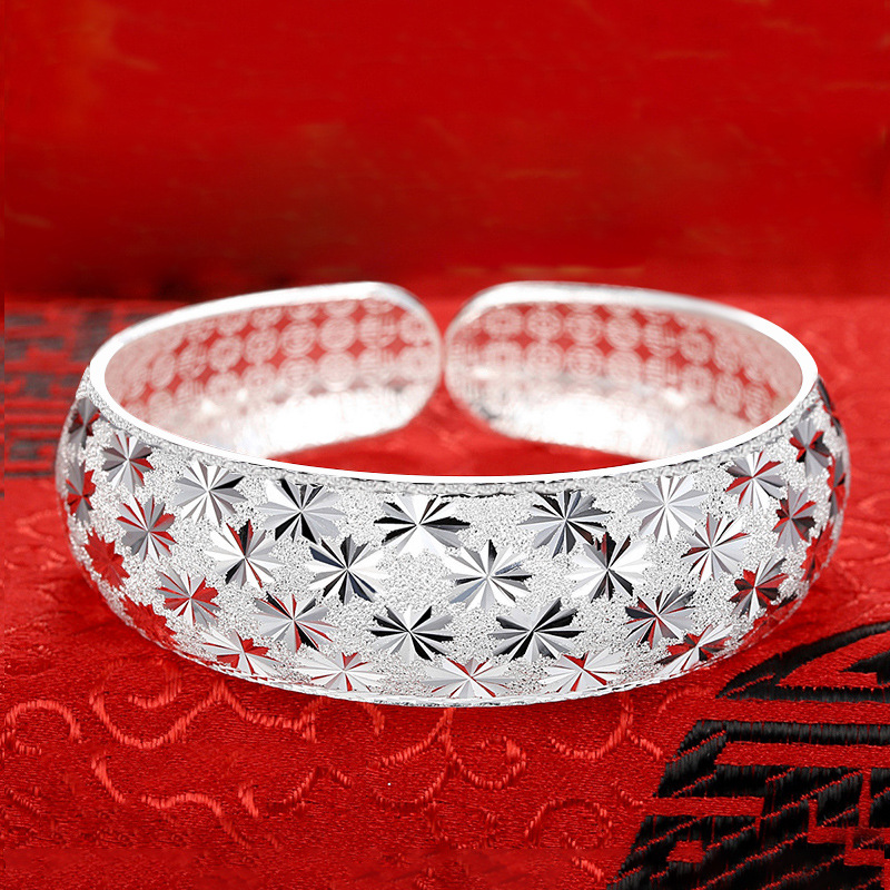 999银满天星宽版中风开口手镯工艺饰品