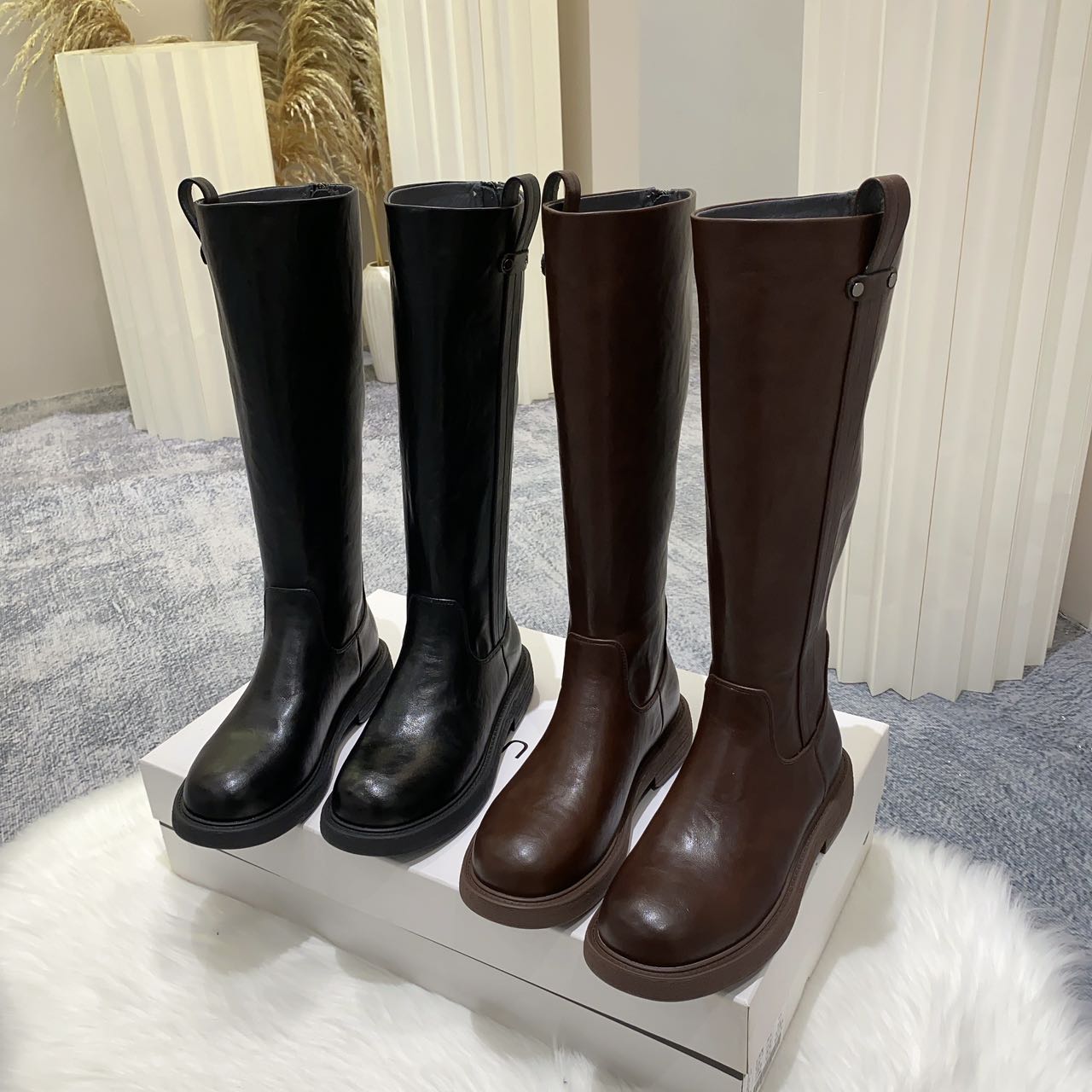 【好甜妈妈】商场同款JEHURFIE纪华菲高筒版后拉链弹力长靴AB23656