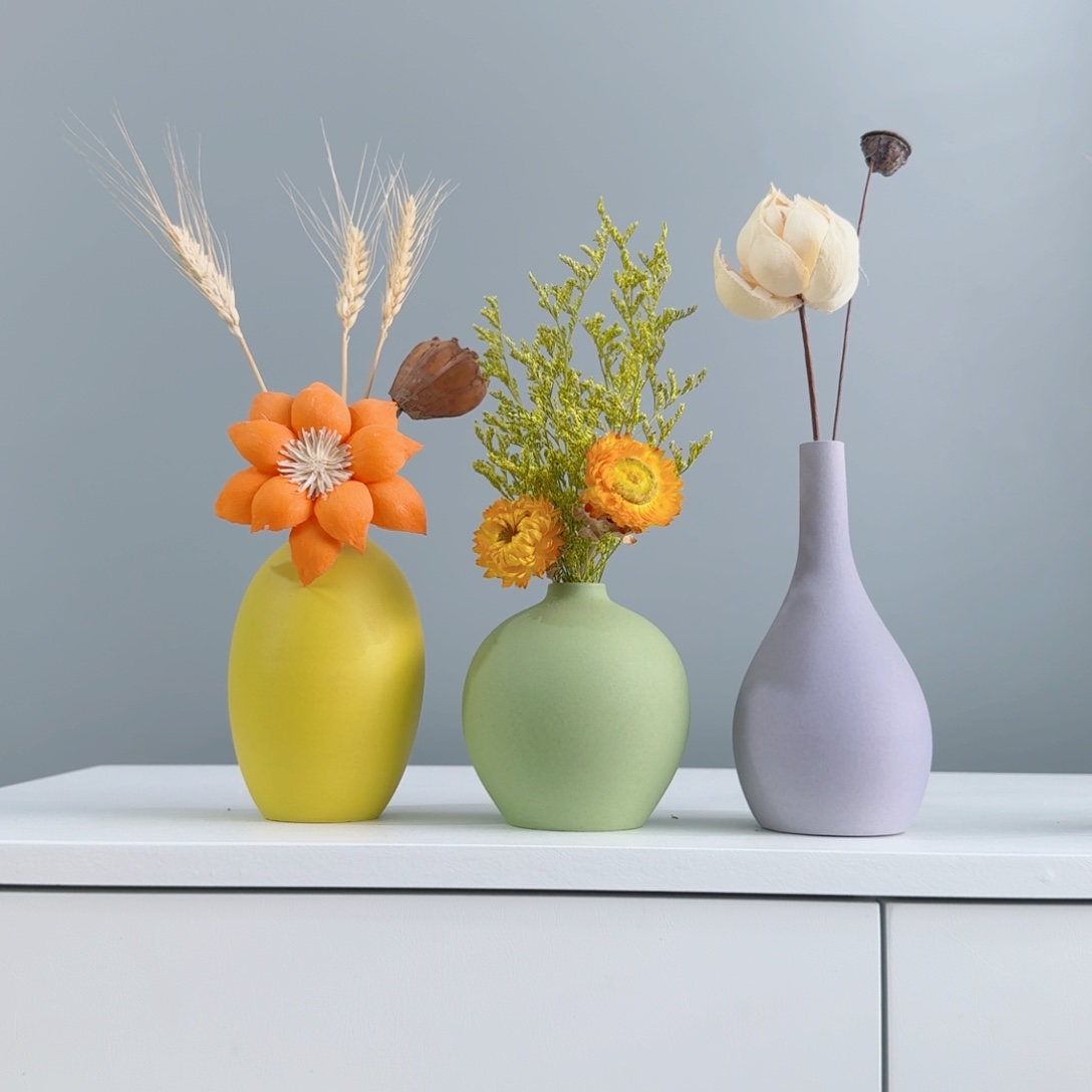 瓷片陶瓷小花瓶含花总高 约20-30cm
