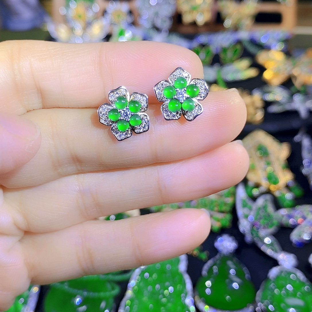 吊坠(不含链)银S925镶嵌翡翠