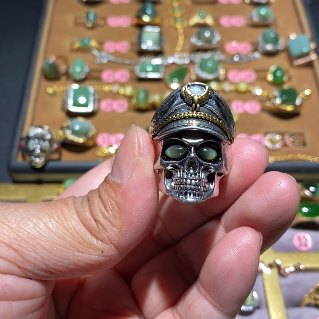 和田玉（碧玉）戒指未镶嵌清**生