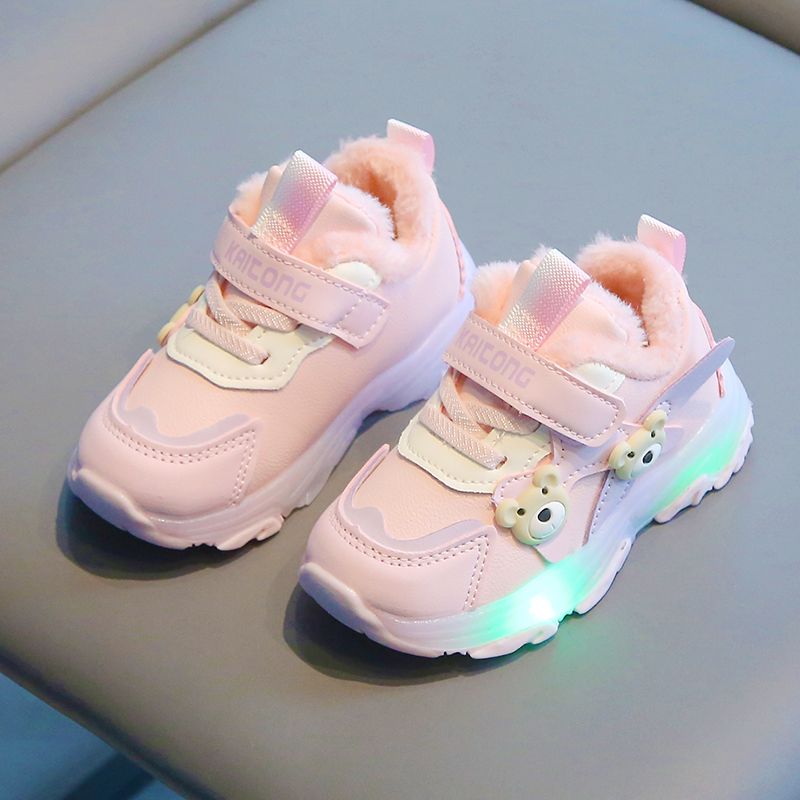 男童秋冬季加绒加厚棉鞋女宝宝二棉软底小童保暖学步运动鞋