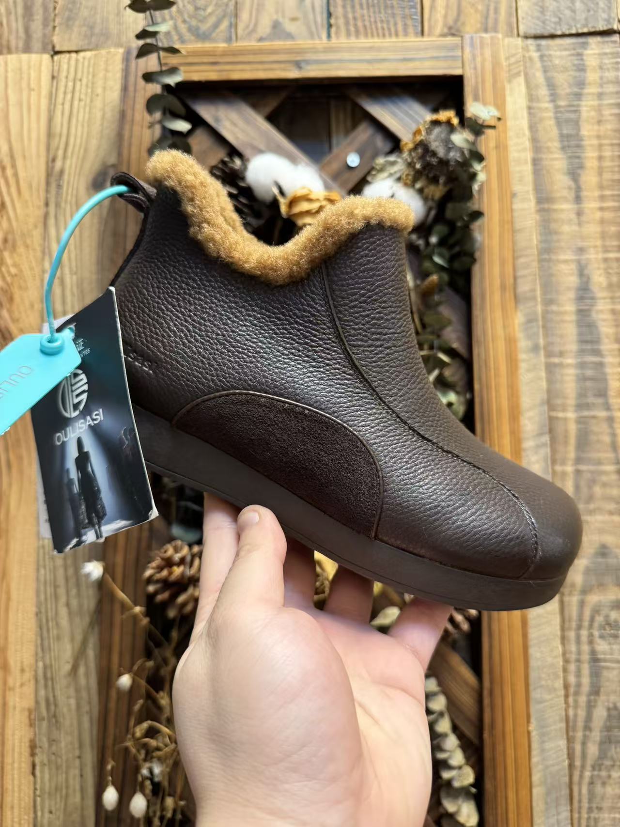 | 南山雪| 3公分 真牛皮反绒加绒加厚一脚蹬保暖雪地靴女OL738