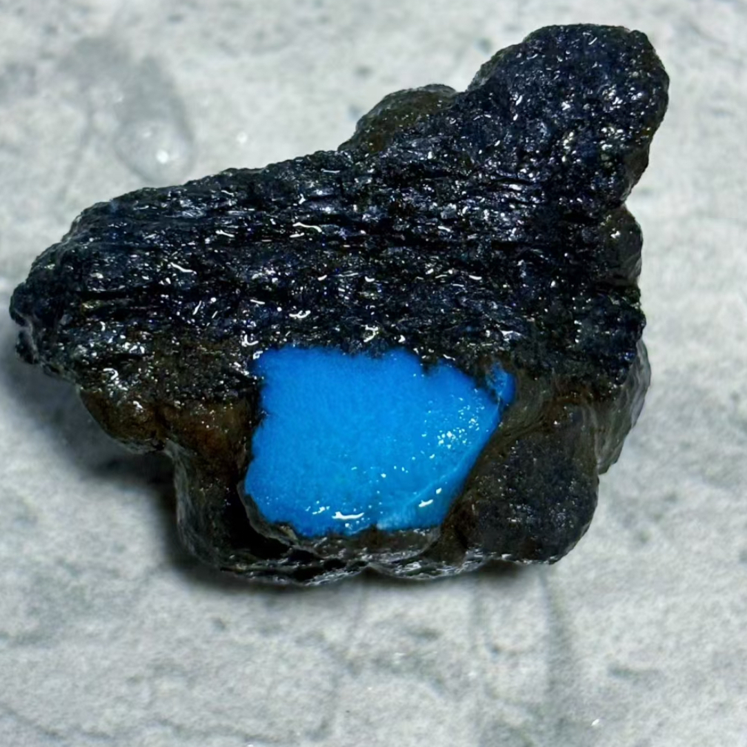 原矿绿松石高瓷蓝云盖寺圆珠手把件吊坠随形