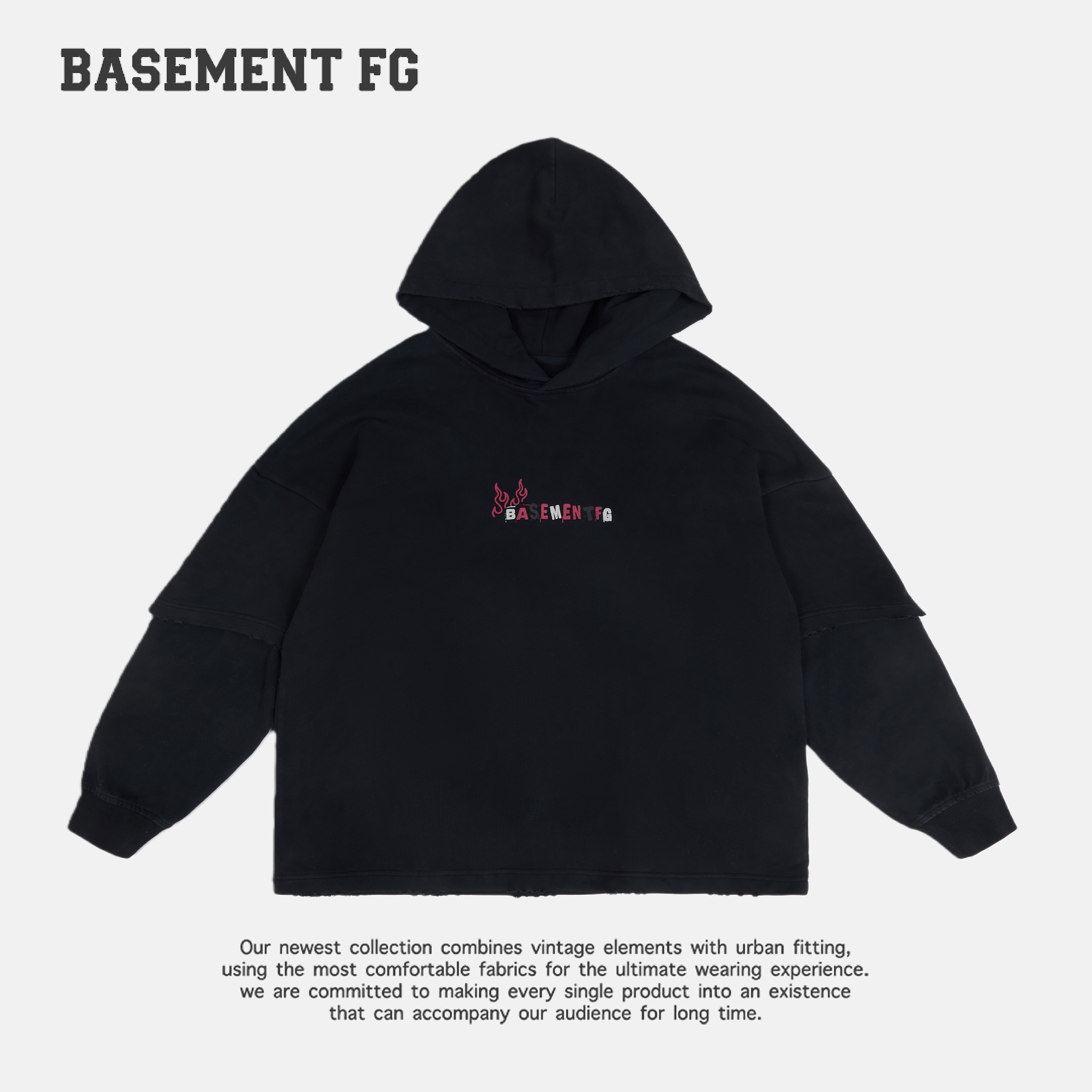 BASEMENT FGx小恶魔连帽秋冬刺绣长袖朋克风连帽卫衣251050043001