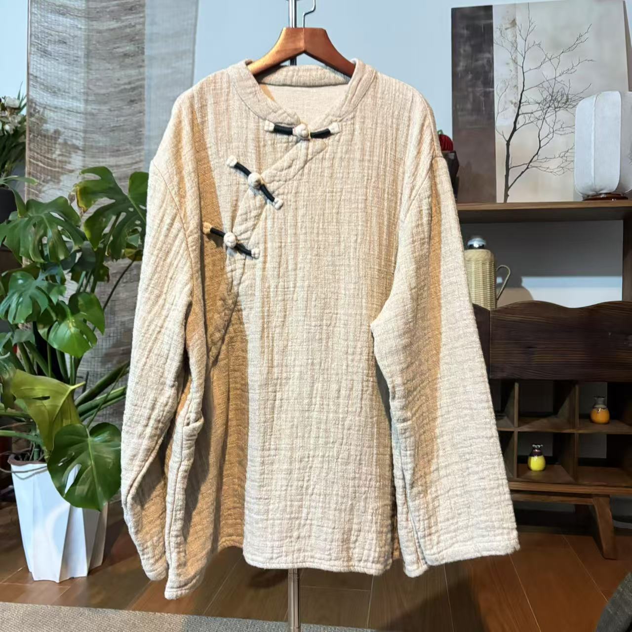 【大梅子推荐】设计款亚麻盘扣上衣X5926