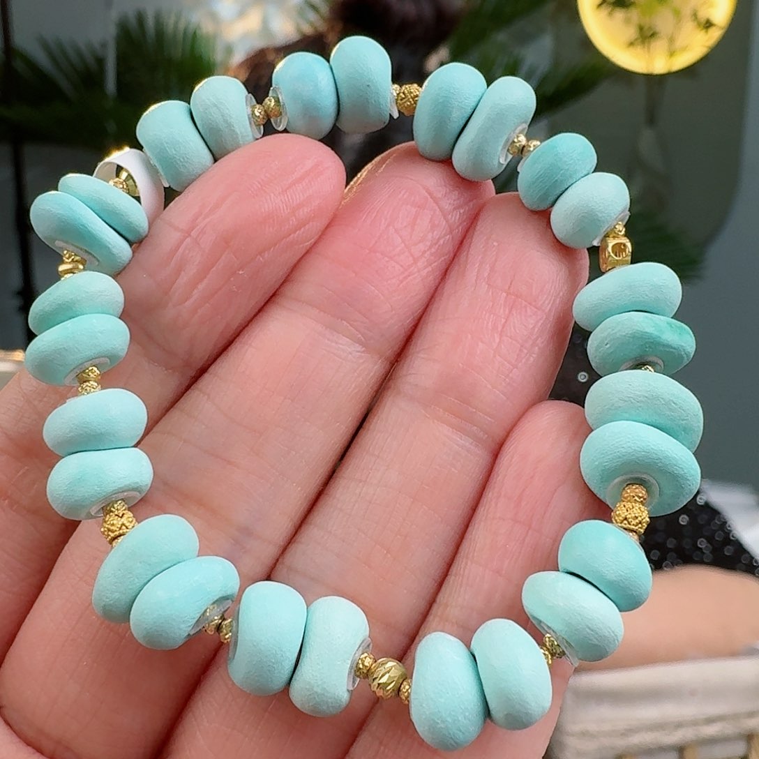 绿松石珠宝奇石18K金镶嵌