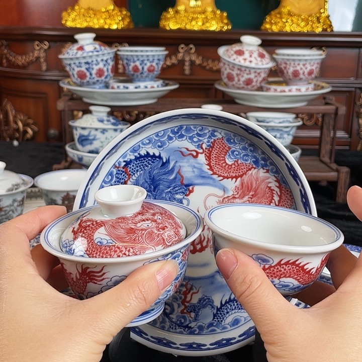 双龙戏珠三件套茶具