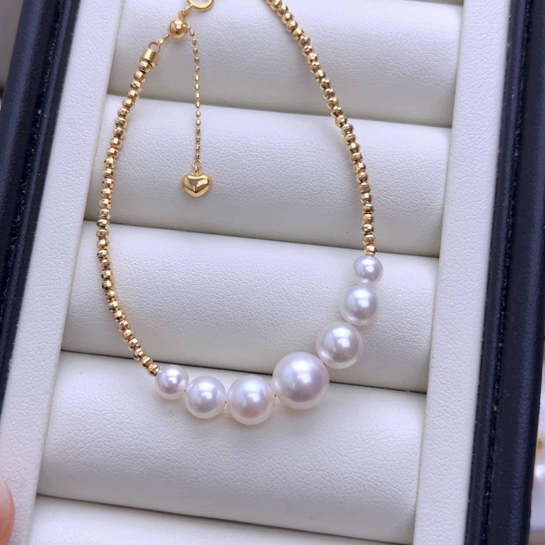 海水珍珠手链18K金镶嵌