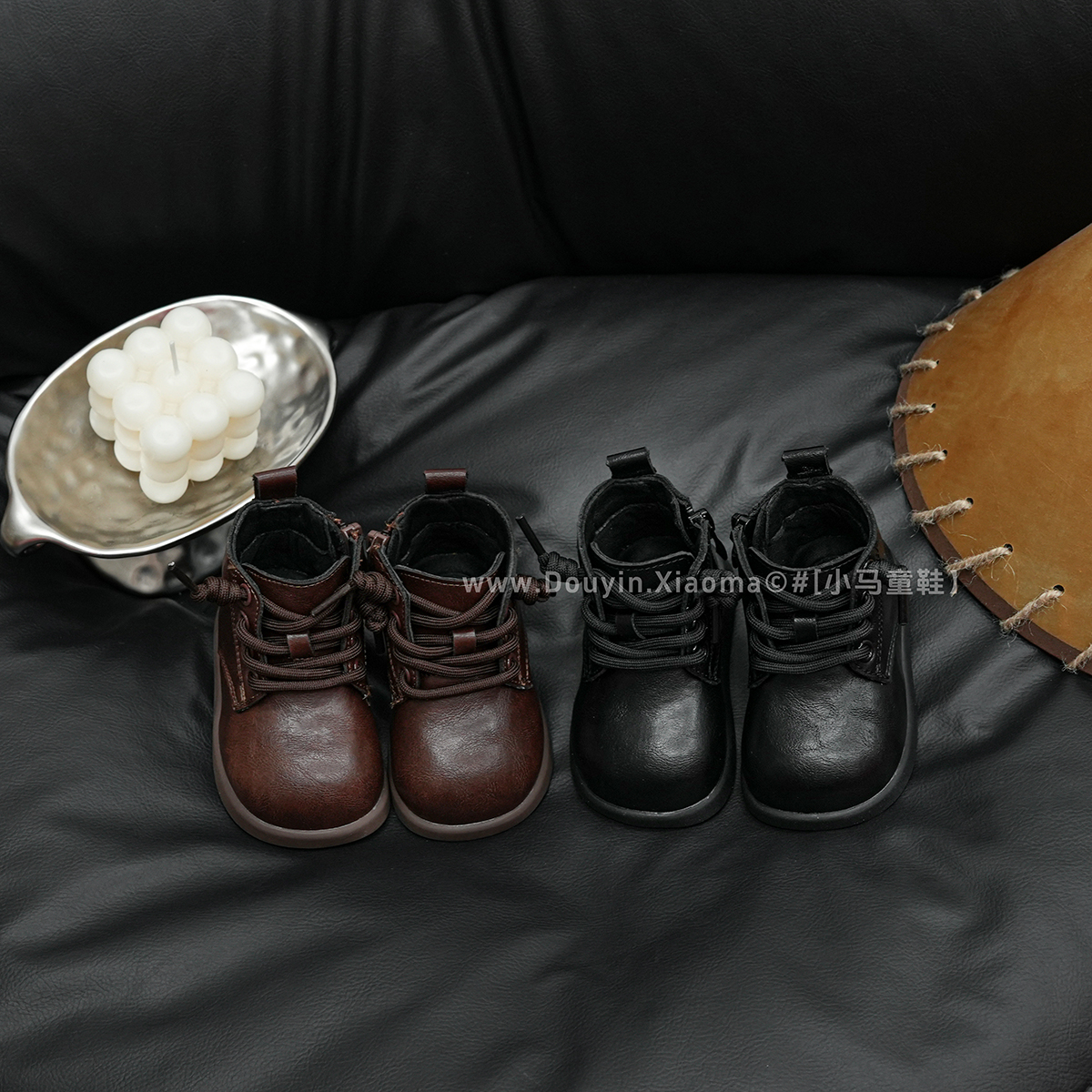 儿童靴子秋季2025新款男童马丁靴宝宝鞋短靴软底女童小皮靴