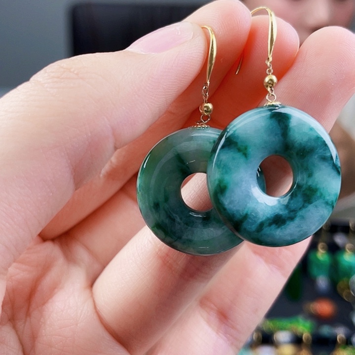 翡翠耳饰18K金镶嵌饰品