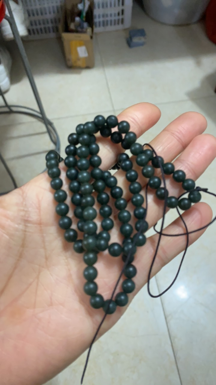 和田玉青玉108颗珠链 