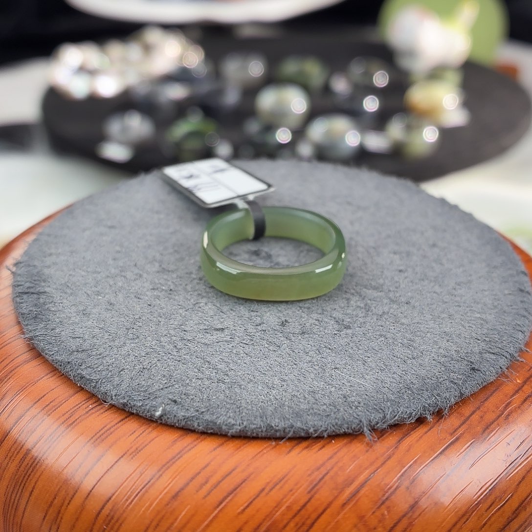 和田玉未镶嵌戒指b51湖水绿方圆17.3不退换