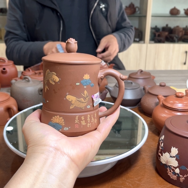 茶壶紫砂泥绘手工制作300 CC