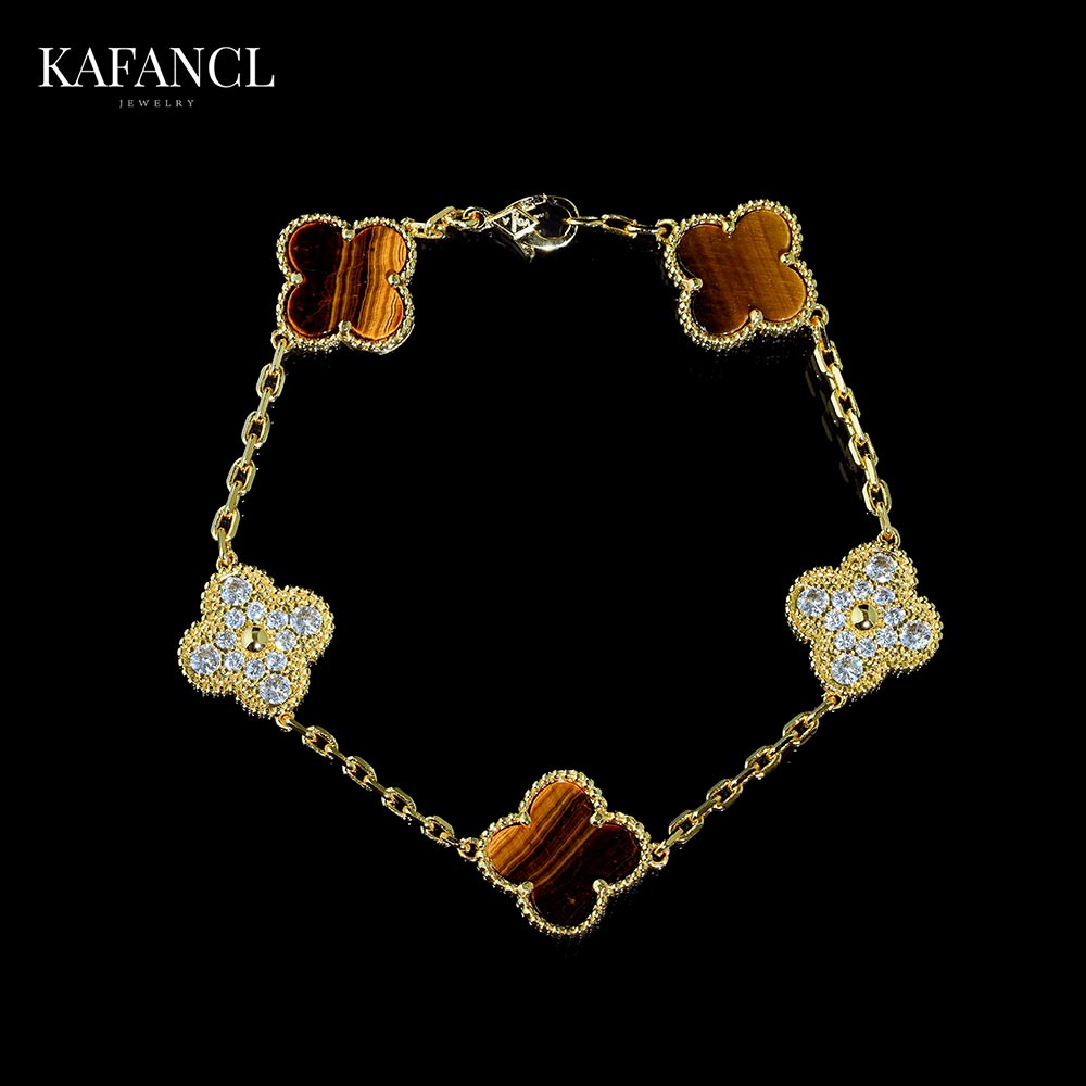 925银手链 链子925银 镀K金 间镶美拉德草草手链  ZF-C217/C322