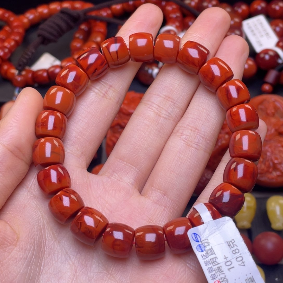 南红玛瑙其他未镶嵌贺10➕收藏级瓦西火焰纹直切手串