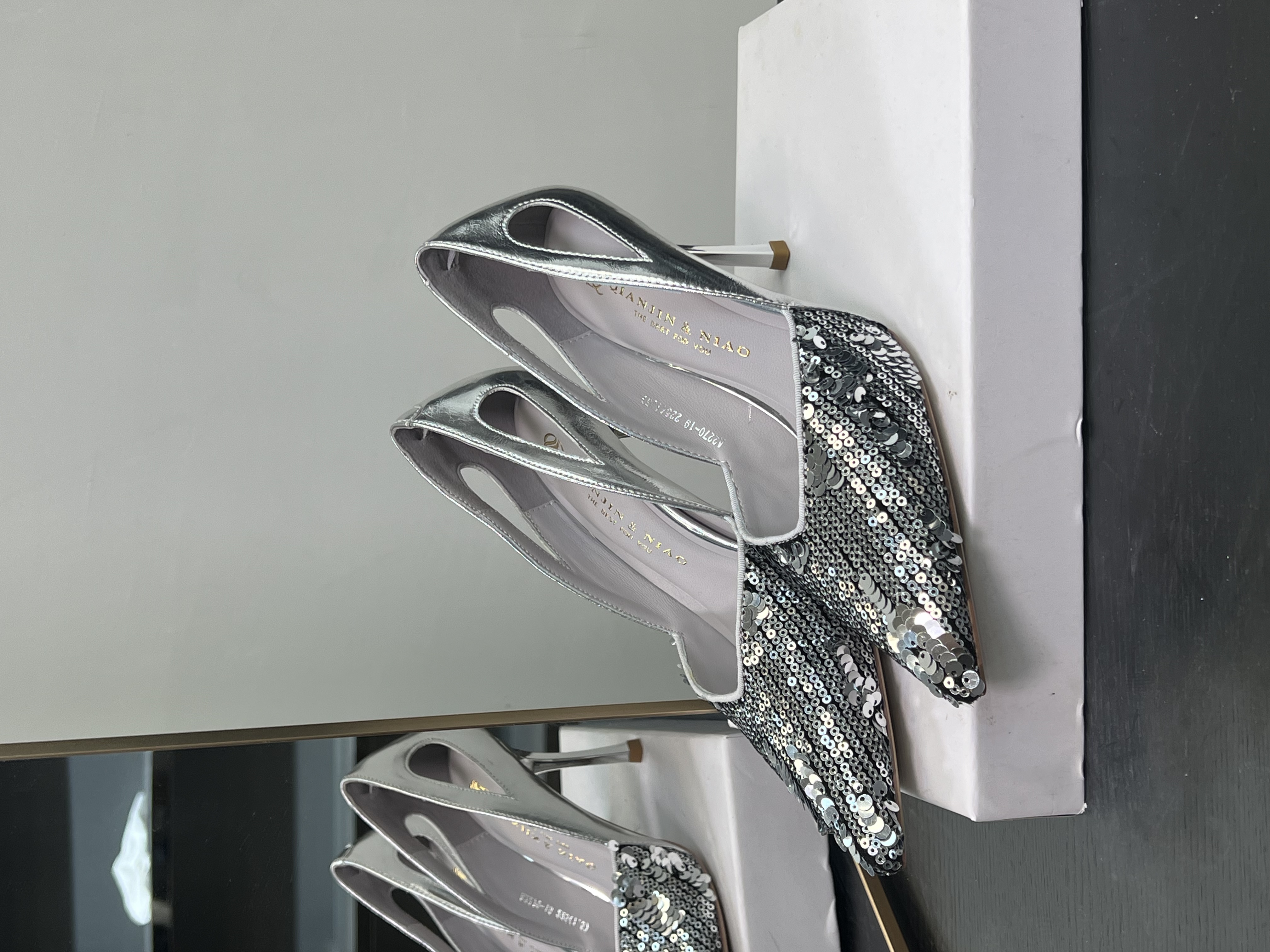 （8厘米）131106银色细跟高跟鞋