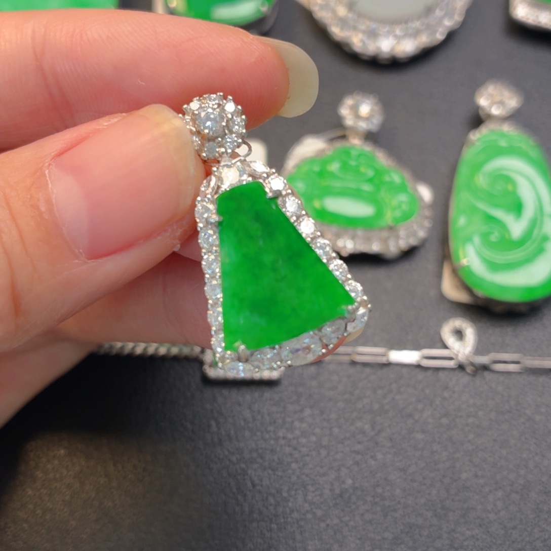 翡翠银S925镶嵌吊坠(不含链)