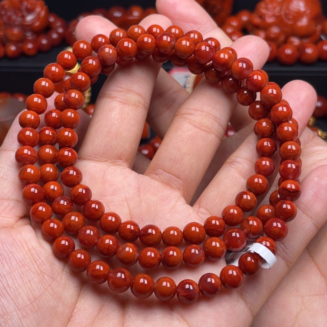 南红玛瑙珠宝奇石未镶嵌多圈7mm