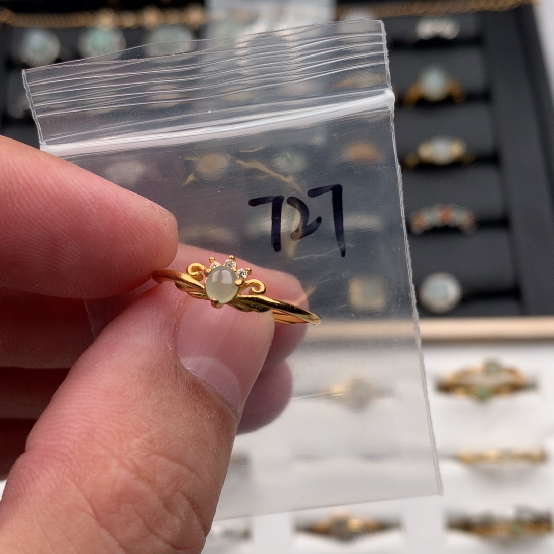 翡翠银S925镶嵌戒圈727