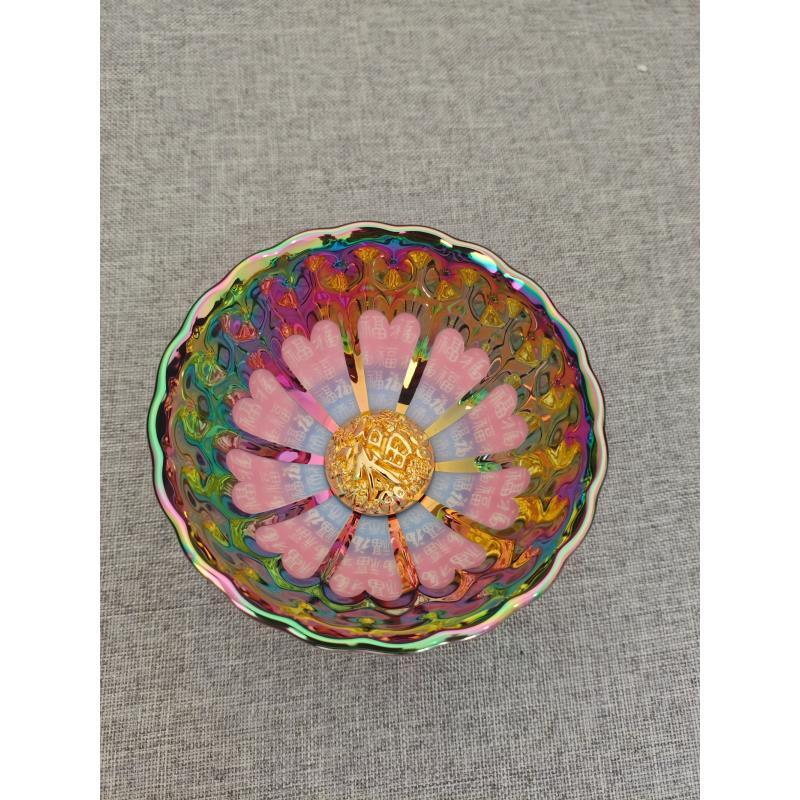 12 夜光杯窑变七彩杯百福陶瓷杯