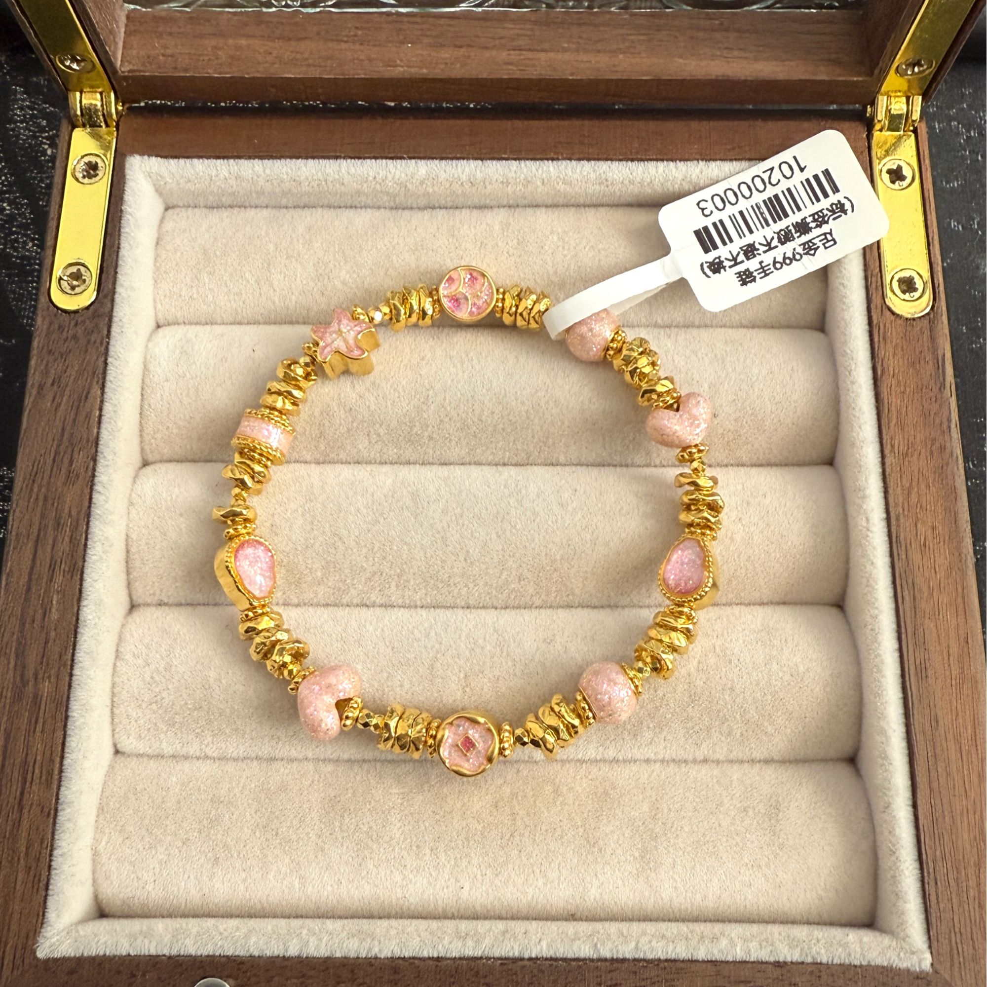 足金999珐琅彩爱心屁桃葫芦手串  12020020