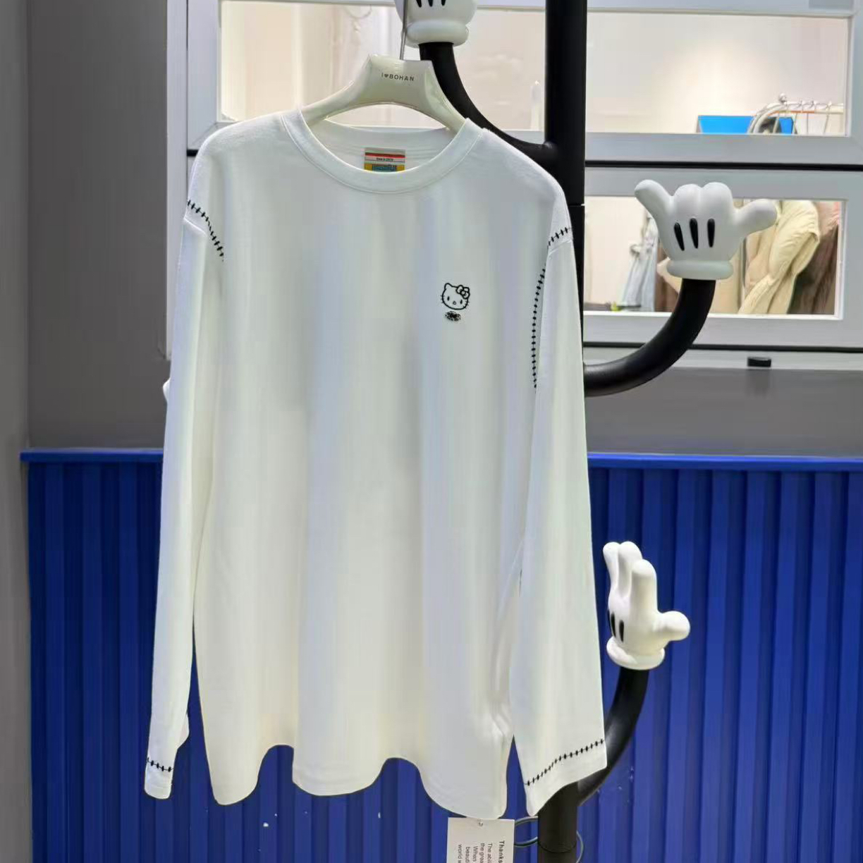 欧洲站5705#BOHAN秀秀家2025冬季新款蝴蝶结磨毛T恤