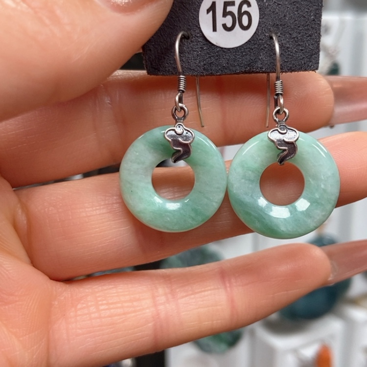 【闪购商品】翡翠耳饰银S925镶嵌耳饰