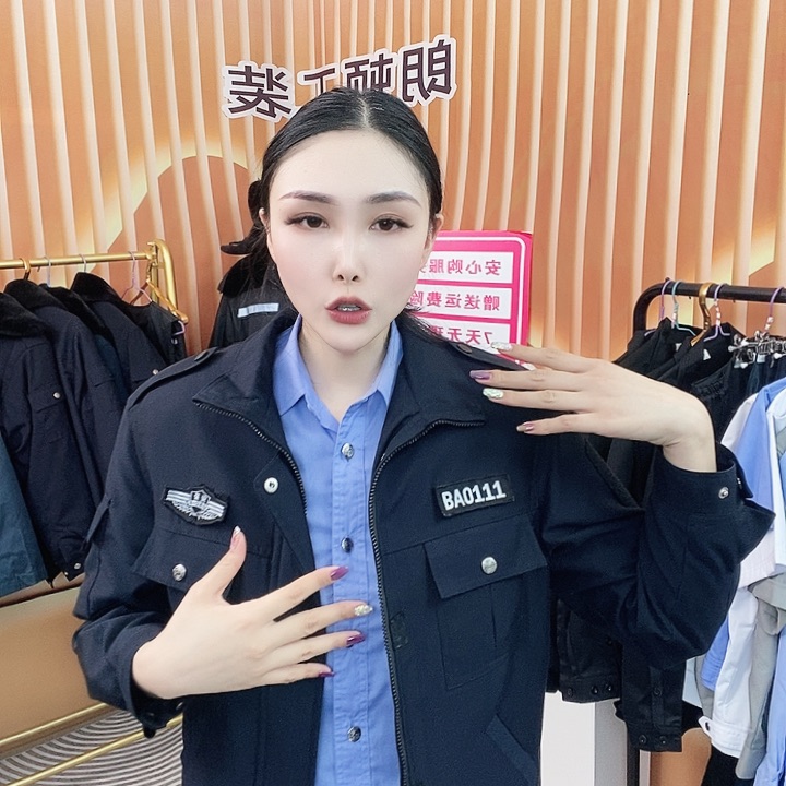 藏青色春秋拉链夹克上衣女士160码不要标