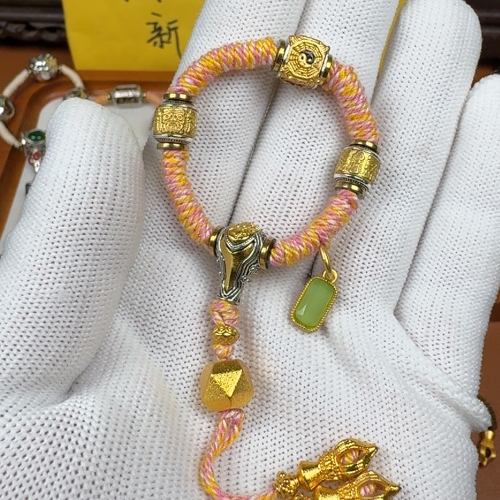铜合金文玩配饰绿水水侧挂套装
