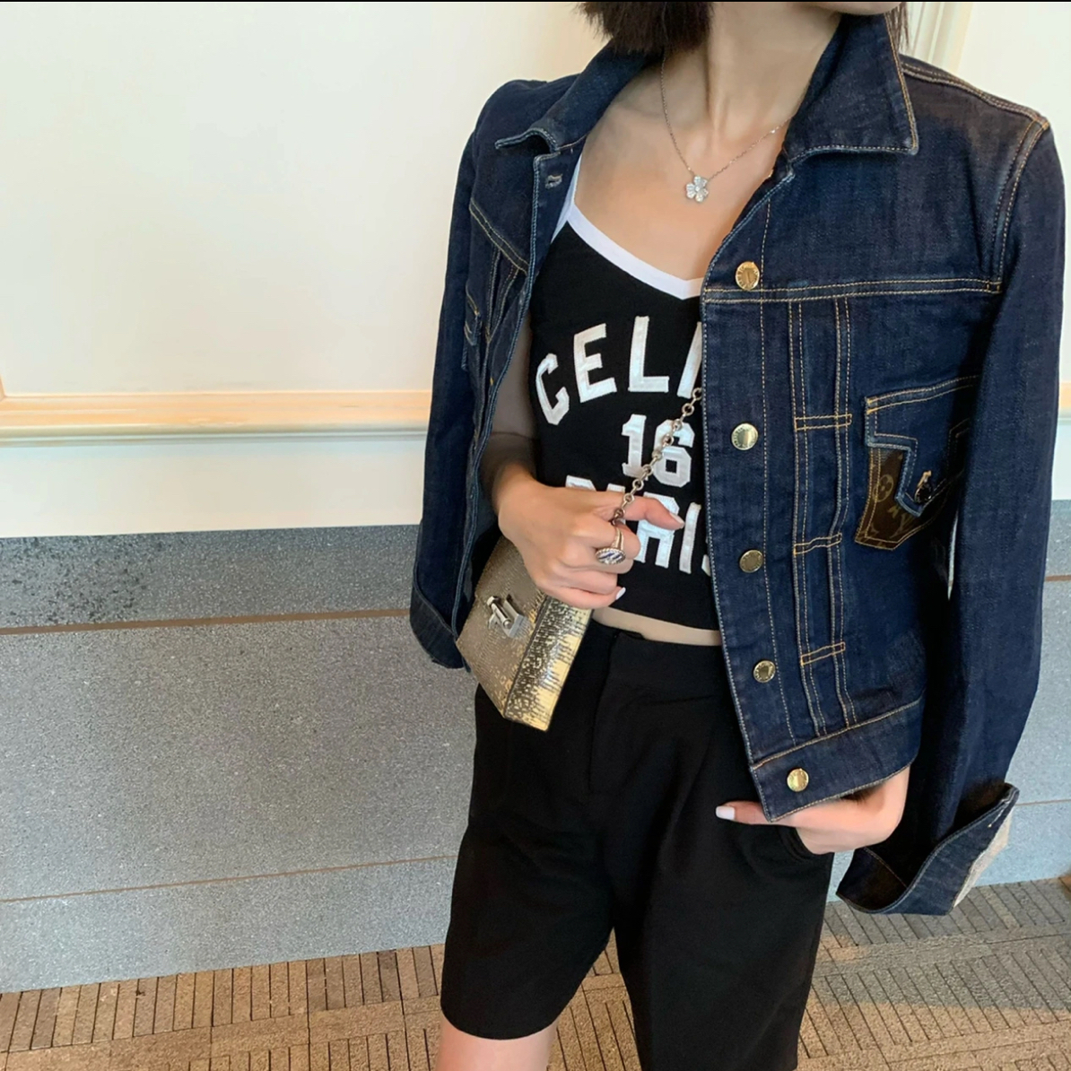 未使用 LouisVuitton/路易威登 lv 老花拼接牛仔外套/34码/B05046