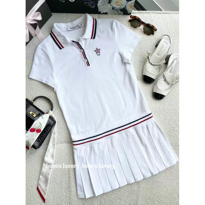 95新 DIOR/迪奥  zz442 棉 25ssPolo领短袖连衣裙 XS码