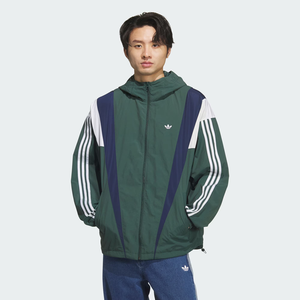 【滔搏联动】Adidas三叶草男女复古拼色宽松梭织连帽夹克外套KS3553