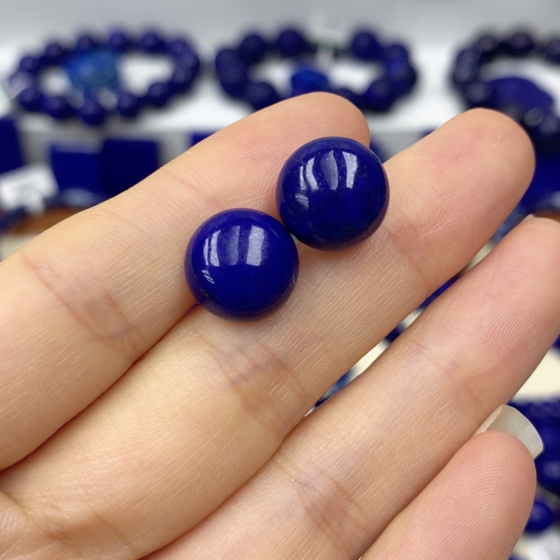 青金石耳饰银S925镶嵌