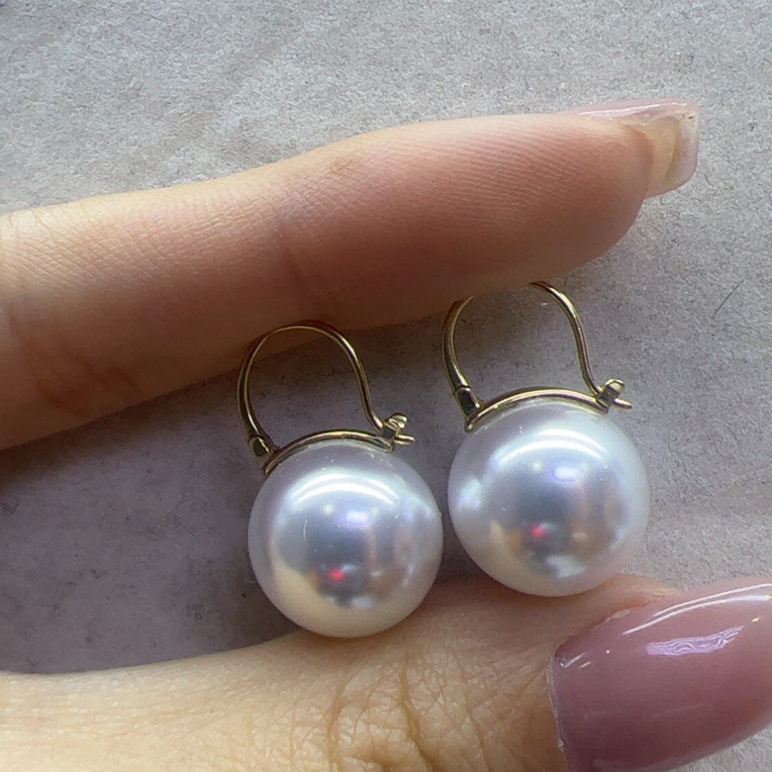 淡水珍珠耳饰18K金镶嵌