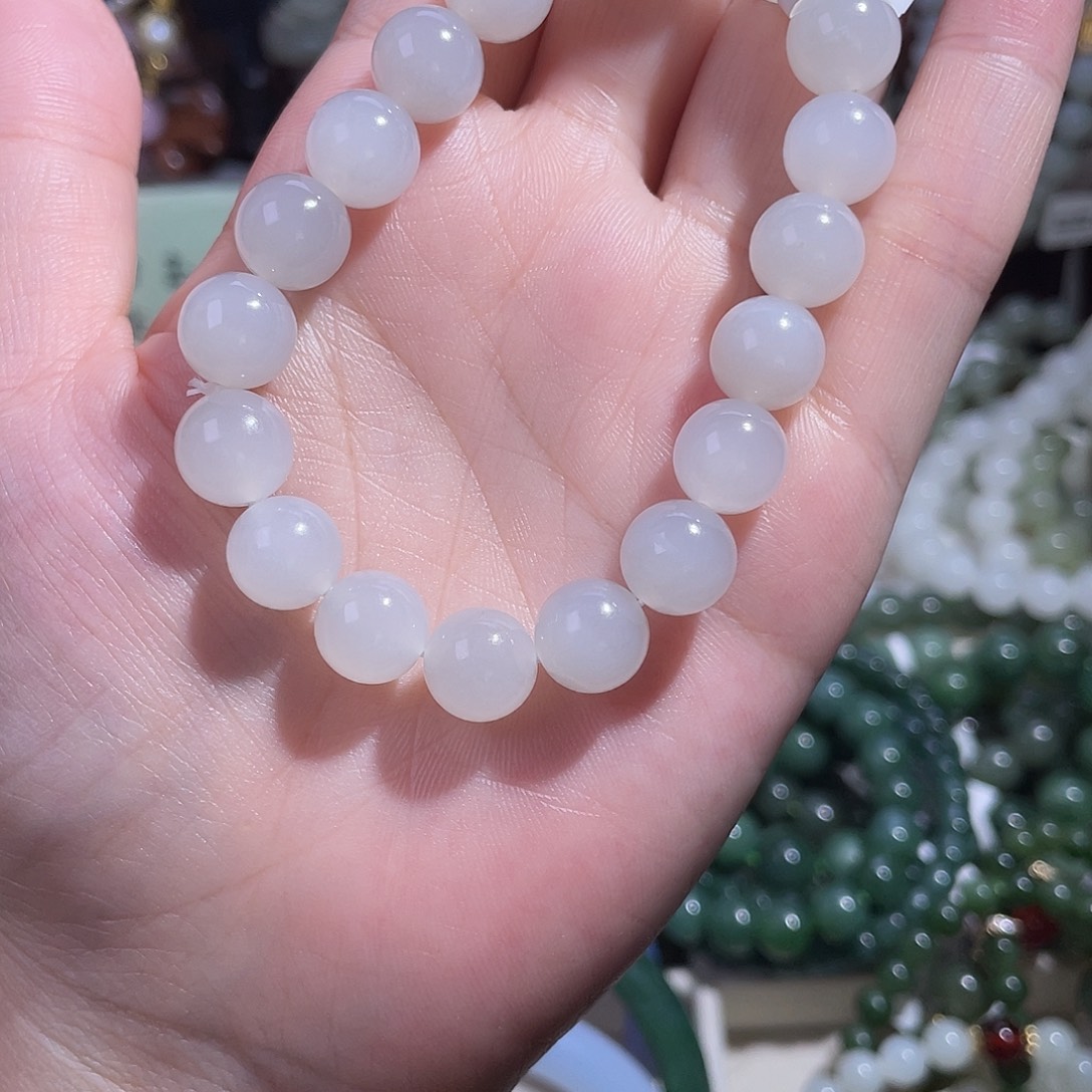 和田玉未镶嵌手串白玉