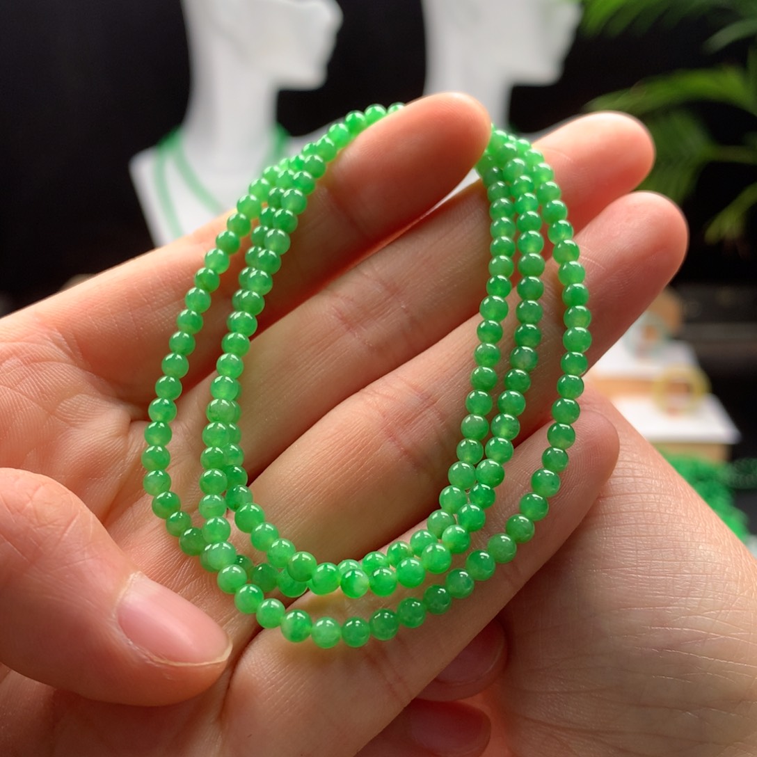 翡翠颈饰未镶嵌天然缅甸A货翡翠